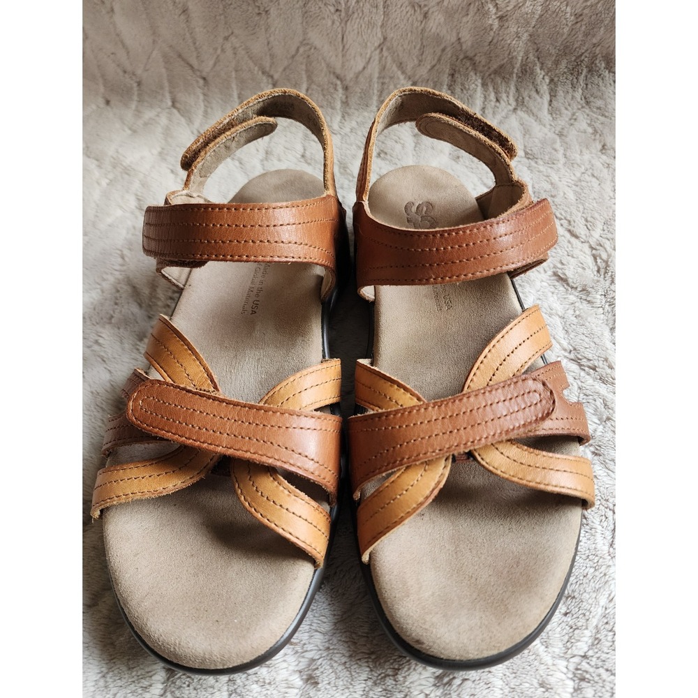 SAS Pier Leather Comfort Sandals Sepia Walking Shoes Made in USA Womens 5.5M